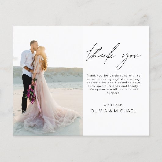 Elegante minimalistische bruiloft dank u fotokaart (Voorkant)
