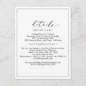 Elegante minimalistische bruiloft details behuizin informatiekaartje (Voorkant)