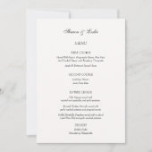 Elegante minimalistische bruiloft drie gangen menu kaart (Voorkant)