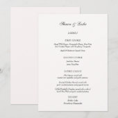 Elegante minimalistische bruiloft drie gangen menu kaart (Voorkant / Achterkant)