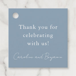 Elegante minimalistische bruiloft Dusty Blue dank  Bedankjes Labels