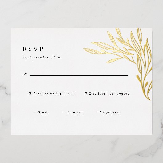 Elegante minimalistische bruiloft Folie behuizing Folie Uitnodiging Briefkaart (Voorkant)