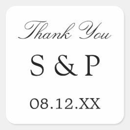 Elegante minimalistische bruiloft gunst dank u vierkante sticker