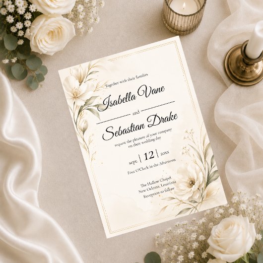Elegante Minimalistische Bruiloft Kaart