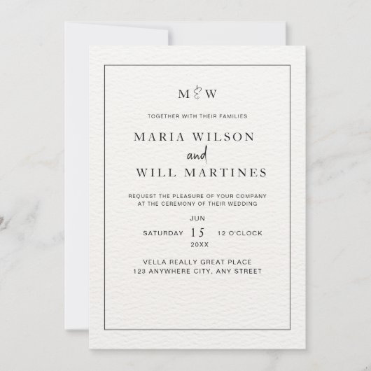 Elegante minimalistische bruiloft moderne bruiloft kaart (Voorkant)