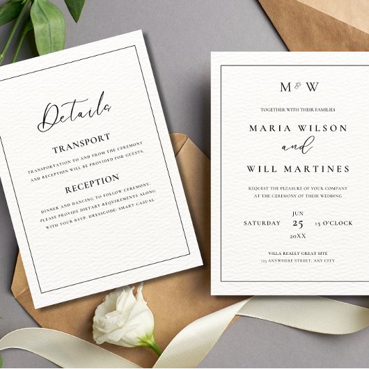 Elegante minimalistische bruiloft moderne bruiloft kaart