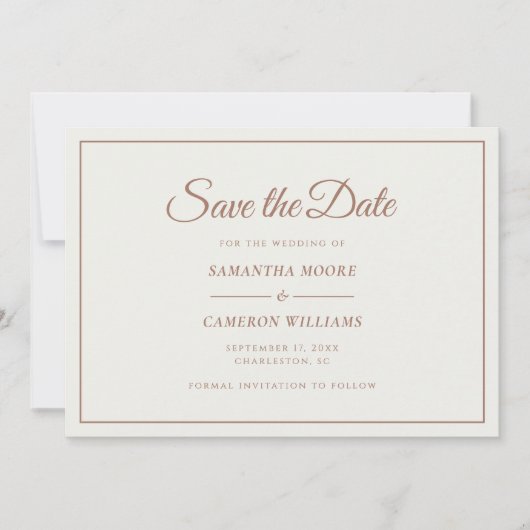 Elegante minimalistische bruiloft monogram QR code Save The Date (Voorkant)