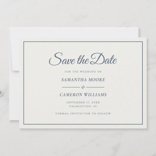 Elegante minimalistische bruiloft monogram QR Code Save The Date (Voorkant)