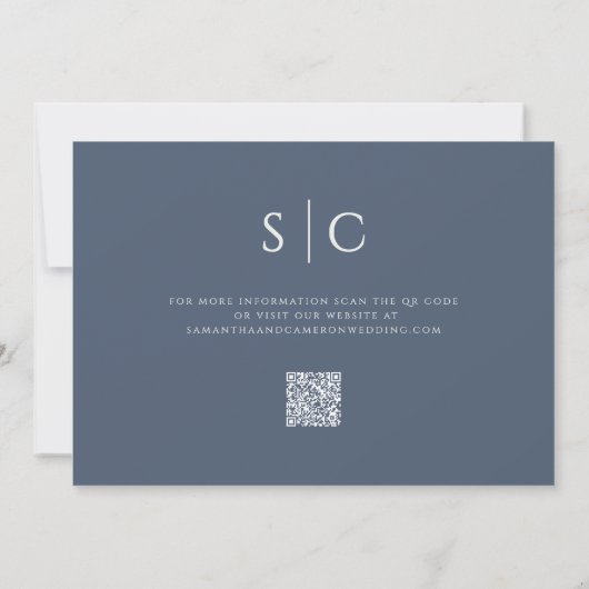 Elegante minimalistische bruiloft monogram QR Code Save The Date (Achterkant)