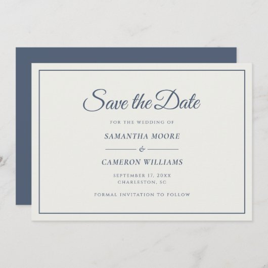 Elegante minimalistische bruiloft monogram QR Code Save The Date (Voorkant / Achterkant)