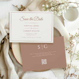 Elegante minimalistische bruiloft monogram QR code Save The Date