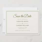 Elegante minimalistische bruiloft monogram QR Olij Save The Date (Voorkant)