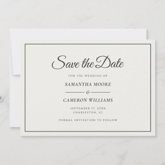 Elegante minimalistische bruiloft monogram QR Zach Save The Date (Voorkant)