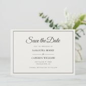 Elegante minimalistische bruiloft monogram QR Zach Save The Date (Staand voorkant)