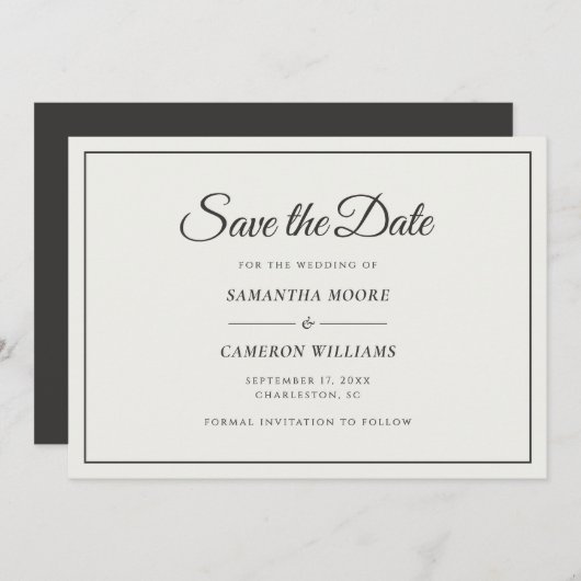 Elegante minimalistische bruiloft monogram QR Zach Save The Date (Voorkant / Achterkant)