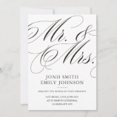 Elegante Minimalistische Bruiloft Mr & Mrs Kaart (Voorkant)