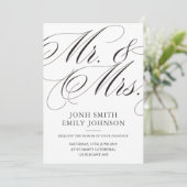 Elegante Minimalistische Bruiloft Mr & Mrs Kaart (Staand voorkant)