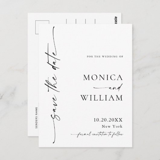 Elegante minimalistische bruiloft QR-code Bewaar d Briefkaart (Voorkant / Achterkant)