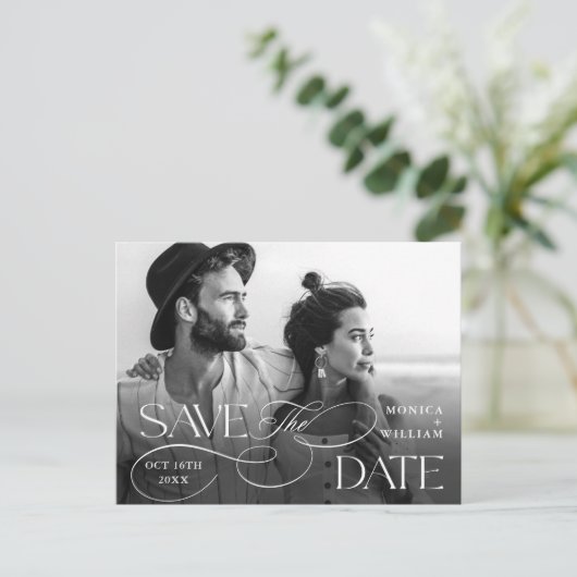 Elegante minimalistische bruiloft QR-code Bewaar d Briefkaart (Staand voorkant)