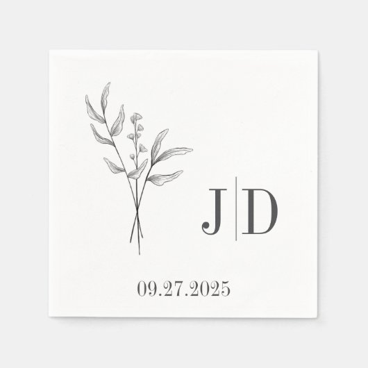 Elegante minimalistische bruiloft servet | Aangepa (Voorkant)