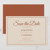 Elegante minimalistische bruiloft terracotta rusti save the date (Voorkant / Achterkant)