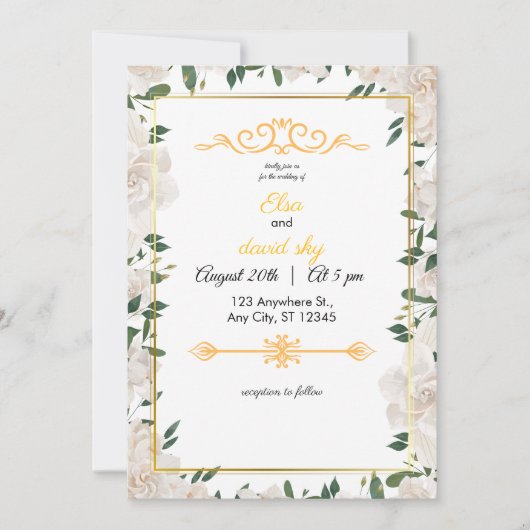 Elegante minimalistische bruiloft uitnodiging Kaar (Voorkant)