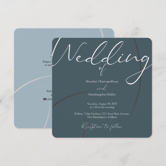 Elegante minimalistische bruiloft uitnodiging Sjab (Voorkant / Achterkant)