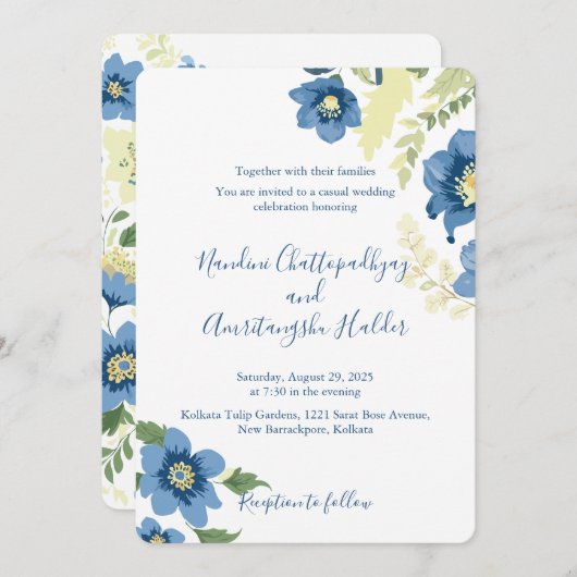 Elegante minimalistische bruiloft uitnodiging Sjab (Voorkant / Achterkant)