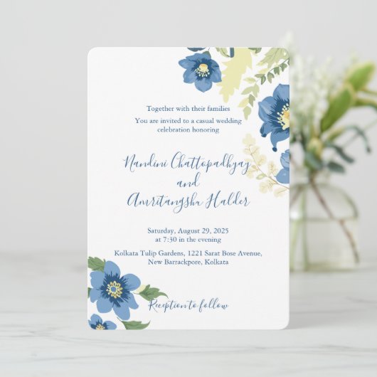 Elegante minimalistische bruiloft uitnodiging Sjab (Staand voorkant)