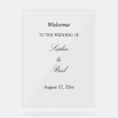 Elegante minimalistische bruiloft welkom acryl tek bord (Voorkant)