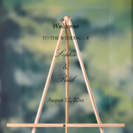 Elegante minimalistische bruiloft welkom acryl tek bord