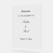 Elegante minimalistische bruiloft welkom acryl tek bord (Hoek)