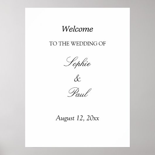 Elegante minimalistische bruiloft welkom Poster (Voorkant)