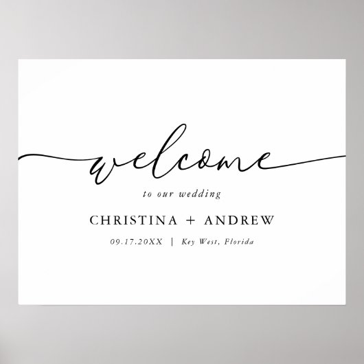 Elegante minimalistische bruiloft welkom Poster (Voorkant)