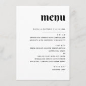 Elegante minimalistische bruiloft | Zwart-wit dine Menu (Voorkant)