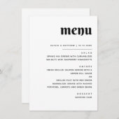 Elegante minimalistische bruiloft | Zwart-wit dine Menu (Voorkant / Achterkant)