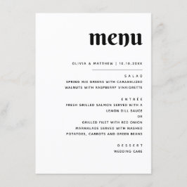 Elegante minimalistische bruiloft | Zwart-wit dine Menu