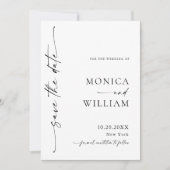 Elegante minimalistische bruiloft zwart wit save the date (Voorkant)