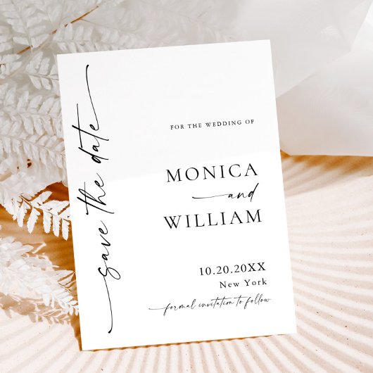 Elegante minimalistische bruiloft zwart wit save the date