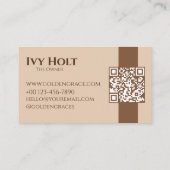 Elegante minimalistische bruin beige sieraden QR-c Visitekaartje (Achterkant)