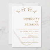 Elegante minimalistische bruine bruiloft uitnodigi kaart (Voorkant)