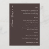 Elegante Minimalistische Bruine Script Huwelijk Menu (Voorkant)