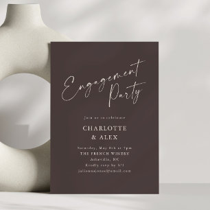 Elegante Minimalistische Bruine Script Verloving F Kaart