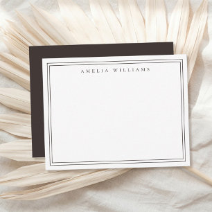 Elegante Minimalistische Bruine Tweegrenskaart Notitiekaartje