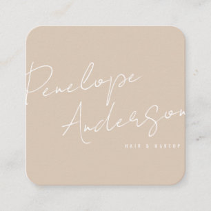 Elegante minimalistische cacao crème Boho Chic Mod Vierkante Visitekaartje