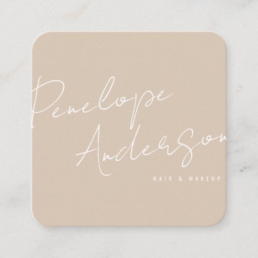 Elegante minimalistische cacao crème Boho Chic Mod Vierkante Visitekaartje (Voorkant)