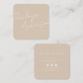 Elegante minimalistische cacao crème Boho Chic Mod Vierkante Visitekaartje (Voorkant / Achterkant)