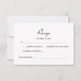Elegante Minimalistische Calligrafie Witte Bruilof RSVP Kaartje