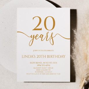 Elegante Minimalistische Champagne 20e Verjaardags Kaart