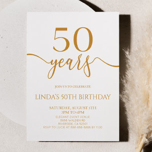 Elegante Minimalistische Champagne 50ste Verjaarda Kaart